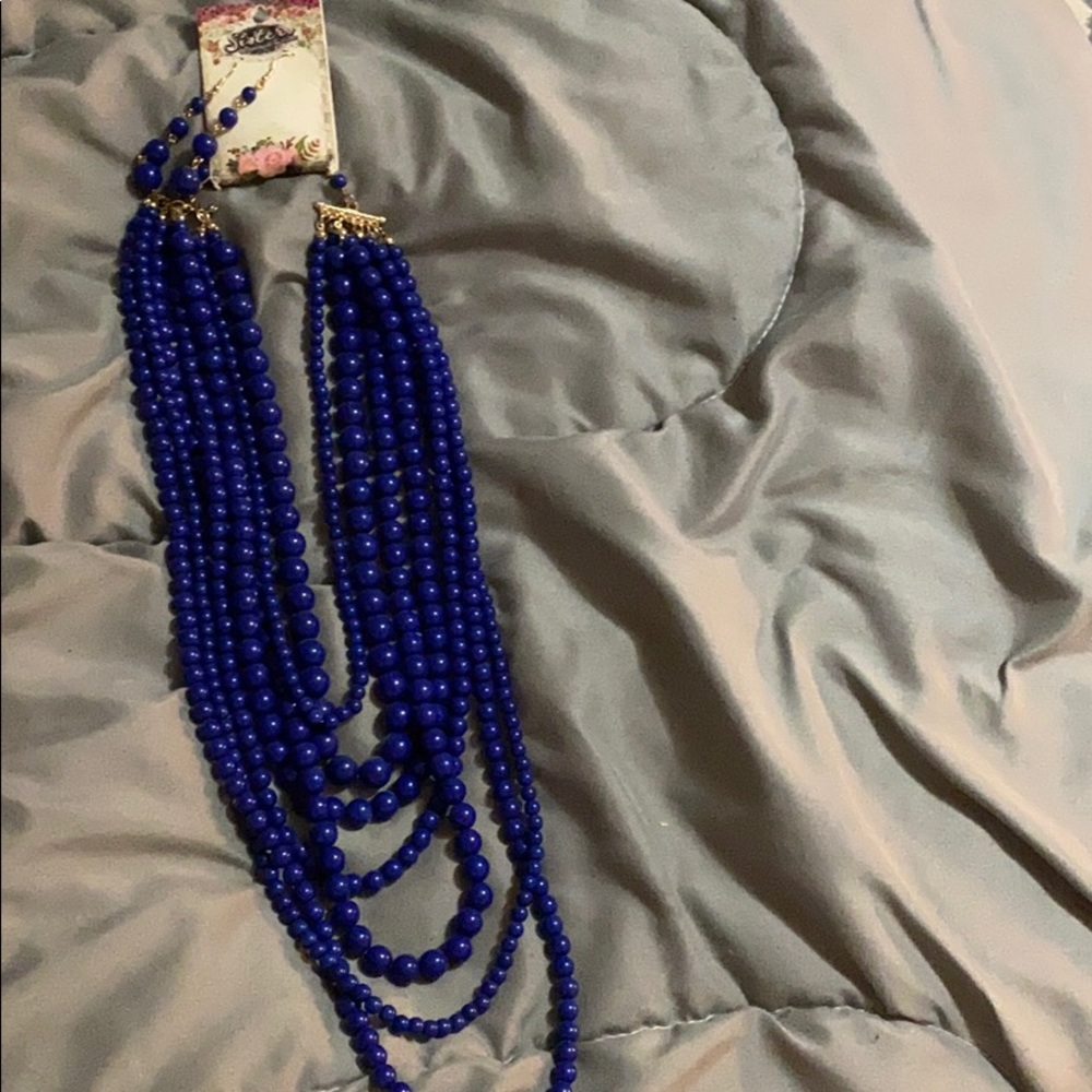 Dark blue beaded necklace